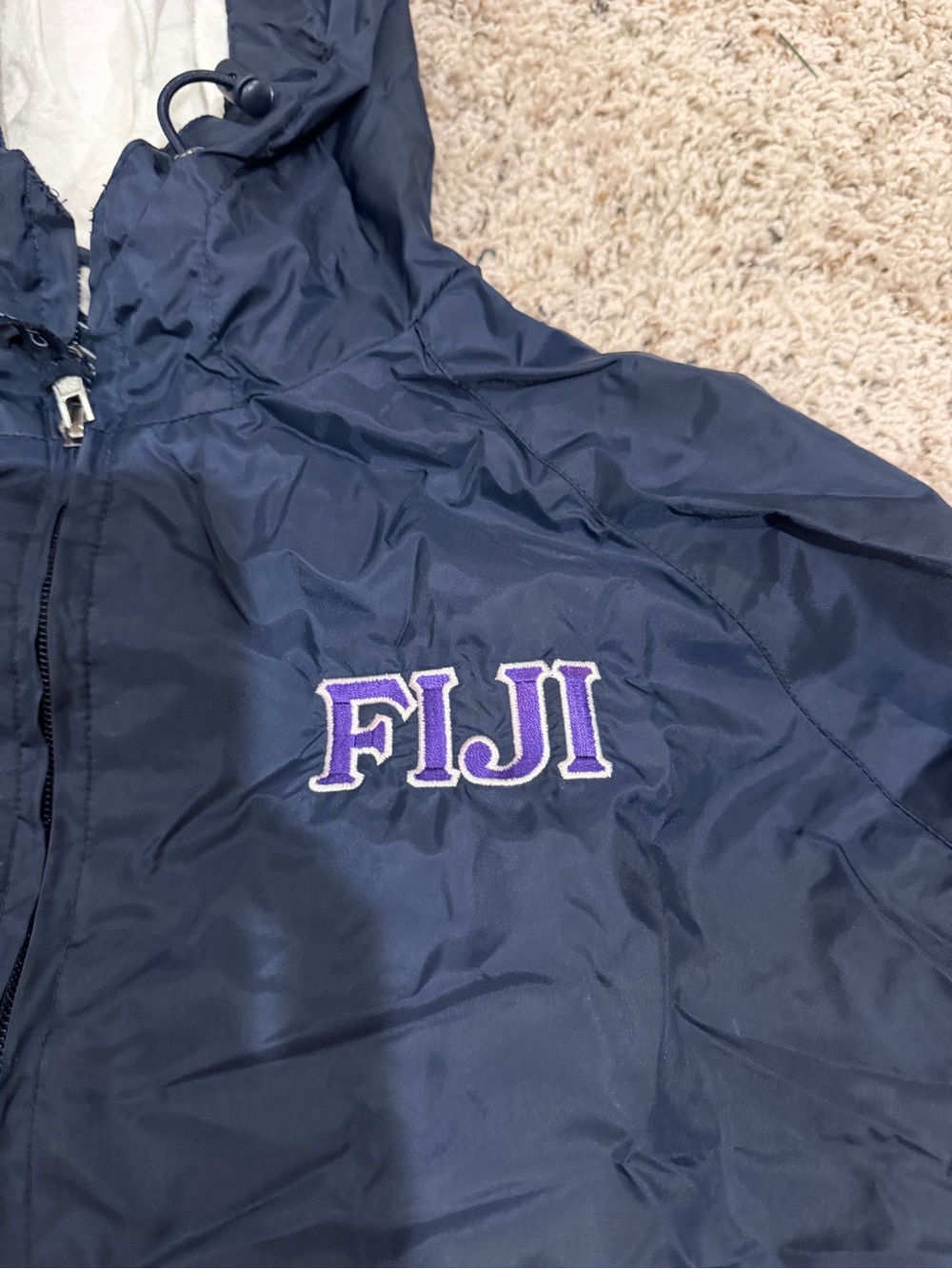 Men’s Navy FIJI Phi Gamma Delta Hooded Lined Quarter Zip Windbreaker Jacket